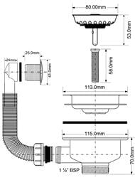 Слив-перелив McAlpine с фильтр-пробкой (слив D-113мм), длина 235мм, выход 1 1/2", золото OF2113SG