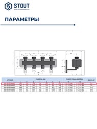 Коллектор распределительный стальной STOUT 2 отоп. контура, в теплоизоляции DN25 SDG-0016-004002