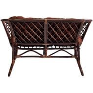Диван Багама (1200х650х750) 2-х местный, подушки коричневые, обычные твил, ротанг, тёмно-коричневый