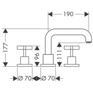 ��������� Axor Citterio 39436 �� ���� �����, 3 ���������, ��������� ��������, ������ 190��, ����