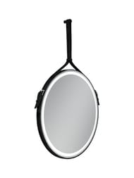 Зеркало SANCOS Dames (D650) подсветка,сенсор выключатель,пласт короб, корпус из черной кожи  DA650