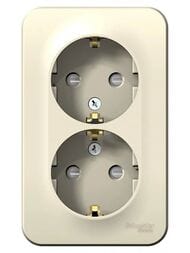 Розетка Systeme Electric BLANCA двойная, с заземлением, со шторками, 16А, 250В, молочный BLNRA011212