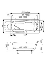 ����� ��������� VAGNERPLAST NYMFA 160 (1600�700�380) �������������, ����� VPBA167NYM2E-04
