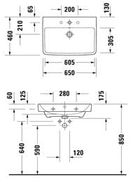 Умывальник Duravit No.1  650х460мм, с переливом, белый 23756500002