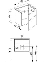 Тумба под раковину Keuco Reflex 496х347х450 подвесная,1 дверца, белый 34090210002