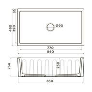 Мойка Omoikiri MIKURA 83-SI 840х460х254мм,керамическая,на/под столешницу, античное серебро 4993175