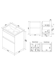 Тумба под раковину AM.PM X-Joy 50 подвесная, 2 ящика, белый глянец M85AFHX0502WG