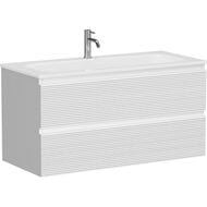 Тумба под раковину SANCOS Folk (995х445х500) подвесная, 2 ящика, рельефная, Bianco FL100W