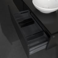 Тумба под 2 умывальника Villeroy & Boch LEGATO (1600х380х500) подвес., 2 ящ., черн.матов B599L0PD