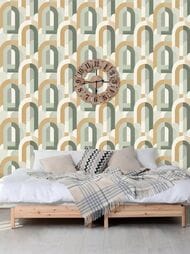 Обои виниловые на флизелине Grandeco Maison MN 3609 (0,53х10,05) геометрия, зеленые (рул.)