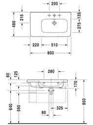 �������� Duravit DuraStyle 800�170�480 ��������� ��� ���������, �������, �������� ������ 2326800000