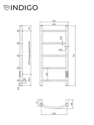 Полотенцесушитель Indigo Arc Lux б/п (electro) 700х300 (таймер, скр.монт, унив.подкл) черный муар — изображение 8