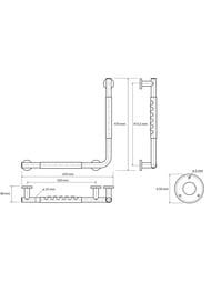 Поручень Bemeta Omega 104507721 90° 420х420мм, настенный, угловой, левый, цвет: хром/черный
