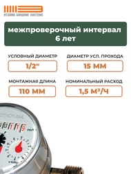������� Itelma ��� ������� ���� DN15 L=110, 1,5 �3/�, ��� ��������, WFW 20.D110-0-R-L-0-IP54