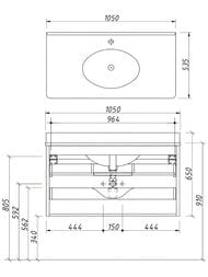 Тумба под раковину Caprigo TIBET Picco 1050х650х535 подвесная, 2 ящика, цвет белый 35214-B231