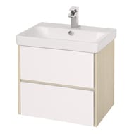 Тумба под умывальник AQUATON Сканди 70 1A251801SDB20 682x427x591 2 ящика, белый глянец/дуб верона — миниатюра 1