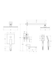 Душевая система CEZARES SLIDER-VDSET-GM с изливом, оружейная сталь