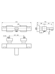 Смеситель для ванны/душа Ideal Standard CERATHERM C100 A7538AA  настенный, термостат,хром
