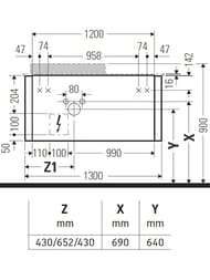 Тумба под раковину слева Duravit Happy D.2 Plus 1300х408х550 1 ящик, белый глянец HP4932L2222 — изображение 3