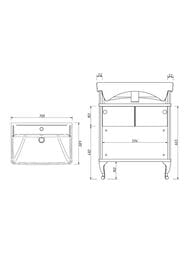 Тумба под раковину Caprigo Борго 70 (700х882х480) напольная, отделка bianco-grigio 33418-B177
