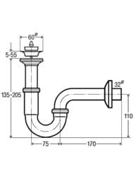 Сифон Viega 1 1/4"x32мм хромированная латунь, универсальный выпуск, пробка мод.5612, 111298