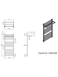 GROTA COMFORT Полотенцесушитель электрический 530x1125 нержавеющая сталь RAL9005