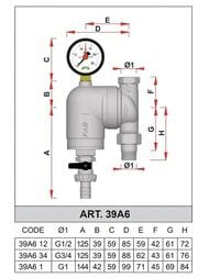 Фильтр FAR 3/4" BP-HP с манометром, 100мкм, с пов.соединением, max 95 °C, 25 бар,   FA 39A6 34100 — изображение 2