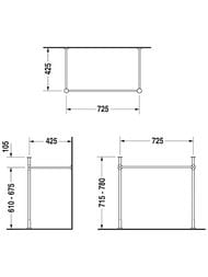 Металлическая консоль для умывальника 80 см DURAVIT VERO хром 0030661000