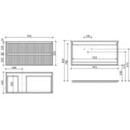 Тумба под раковину SANCOS Snob R (995x445x500) подвесная, левая, два ящика, Doha Soft SNR100LSM