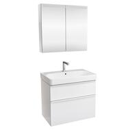 Geberit Smyle Square Тумба с раковиной 75 см, белый глянец + Зеркальный шкаф, подсветка 529.353.00.7