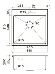 Мойка Omoikiri AKISAME 51-GB (510х510х200) монтаж врезной/вровень, графит, 4997013