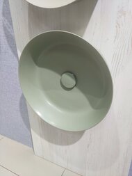 Уценка! Умывальник IPALYSS Ideal Standard (400х400х120) накладной, без перелива, цвет sage E1398X9 - уценка. — изображение 3
