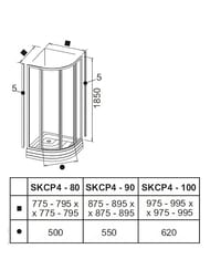 ������� ������ RAVAK SUPERNOVA SKCP4-80 (795x795x1950) ���������� �����, ������, �����+Grape