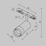 Трековый светильник Maytoni Focus Zoom (Фокус Зум) TR212-4-12WTW-Z-DSZ-B Exility 2700-6000K 12Вт 15-50° Dim Smart Zigbee, IP20, черный