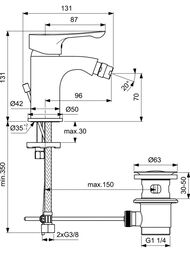 Смеситель для биде Ideal Standard DOT 2.0 BC323AA с донным клапаном, цвет: хром