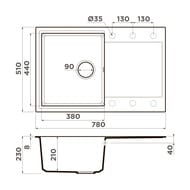 Мойка Omoikiri Daisen-78T BL (780х510х230) врезная, оборачиваемая, тетогранит, черный 4993527