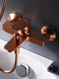 Смеситель AM.PM X-Joy F85A10044 для ванны/душа, настенный, однозахватный, фикс. излив розовое золото