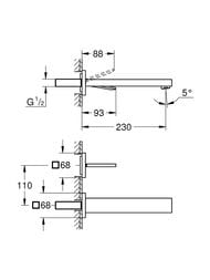 Смеситель Grohe Eurocube Joy 19998000 для умывальника на 2 отверстия, внешняя часть, L-Size, хром — изображение 3