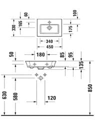 Раковина накладная Duravit White Tulip 0737450041 450х330 без перелива, отв. под смеситель, белый