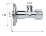 Запорный вентиль 1/2* 3/8" Remer 1171238, хром