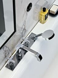 Смеситель Axor Citterio 39445 на борт ванны, 4 отверстия, двухзахватный (крестовый), ручной душ