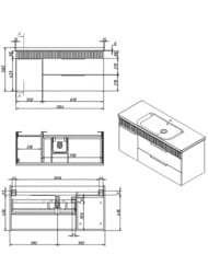 Тумба под раковину Caprigo MONBAR-Smalty 120 (1163х446х550) 2 ящ 1 дверь сл 36317Leml-039.000.00.20