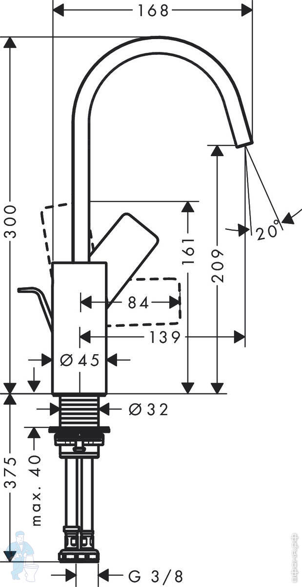 Смеситель Hansgrohe Vivenis 75030700 для раковины, поворотный излив 210 ...