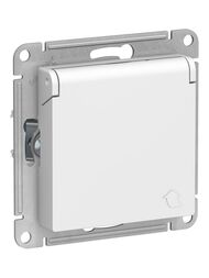 Розетка Systeme Electric ATLASDESIGN с заземлением со шторками с крышкой 16А IP20 белый ATN000146