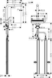 ��������� Hansgrohe Aquno Select M81 ��� ����� 250 � �������� �����, 2jet sBox, ������ ���. 73830670