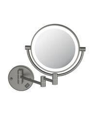 Зеркало косметическое AQUATEK с подсветкой 5х, оружейная сталь AQ4912BGM