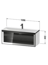 ����� � ��������� Duravit Vitrium 1200�479�443 ���������, 1 ��, Parsol Grey/���. ��� VT4298N1616001G