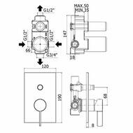 ��������� ��� �����/���� Paffoni Rock RO015CR ������������, �������������, 2 ������, ����: ����