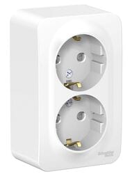 Розетка Systeme Electric BLANCA двойная, с заземлением, со шторками, 16А, 250В, белый BLNRA011211