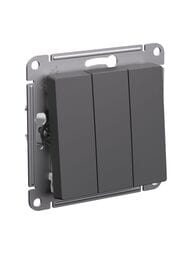 Выключатель Systeme Electric ATLASDESIGN 3-клавишный, схема 1+1+1 10АХ, механизм, базальт ATN001431